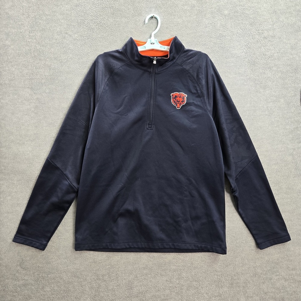 Chicago Bears Men Sweatshirt L Navy Fanatics Logo Long Sleeve Polyester‎
